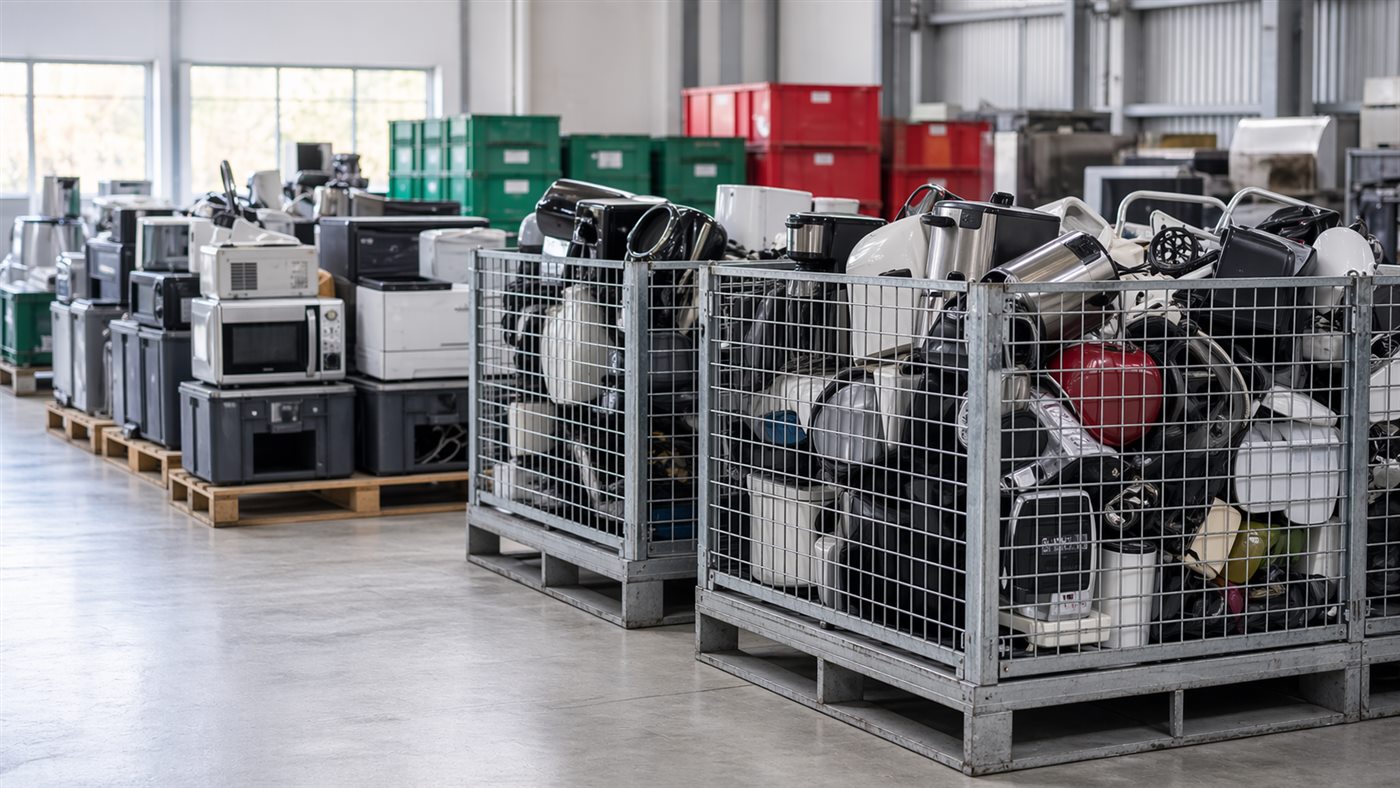 Pequeños aparatos eléctricos preparados para reciclaje RAEE profesional